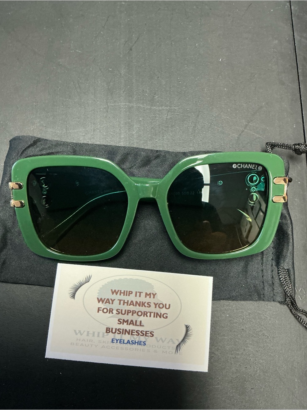 CHANEL Green Oversized Square Sunglasses with Gradient Lenses - Picture 7 of 7